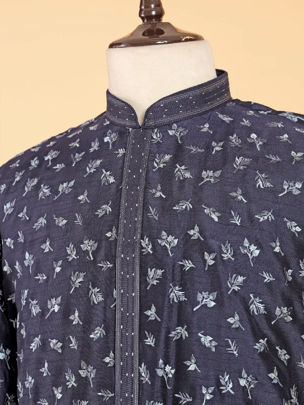 Charming dark purple cotton silk kurta suit