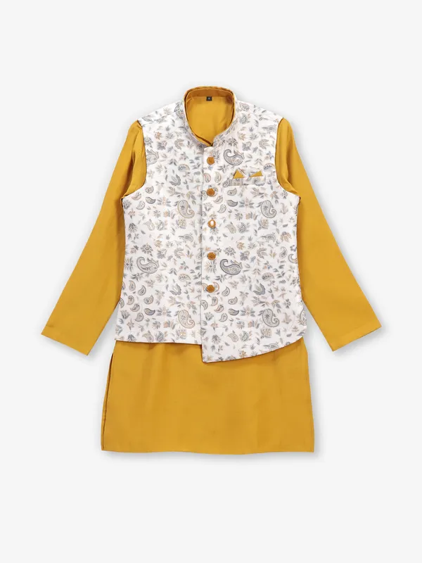 Charming mstard yellow waistcoat set for boys