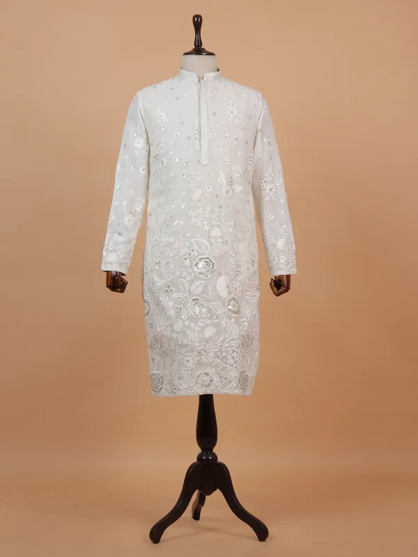 Charming off white cotton kurta suit for men