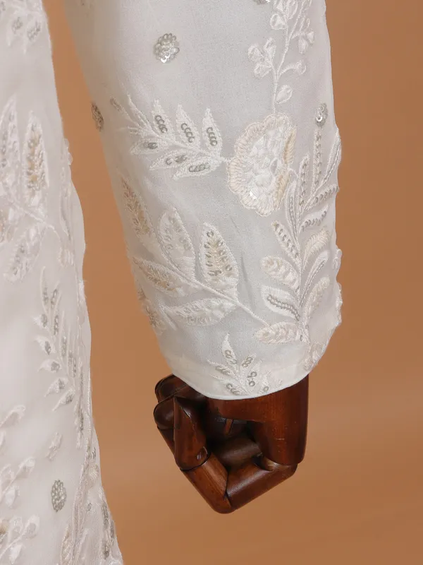 Charming off white cotton kurta suit for men