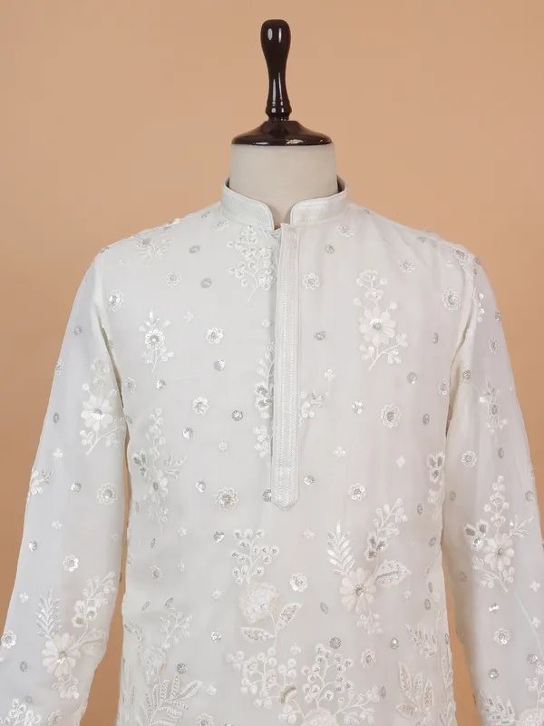 Charming off white cotton kurta suit for men