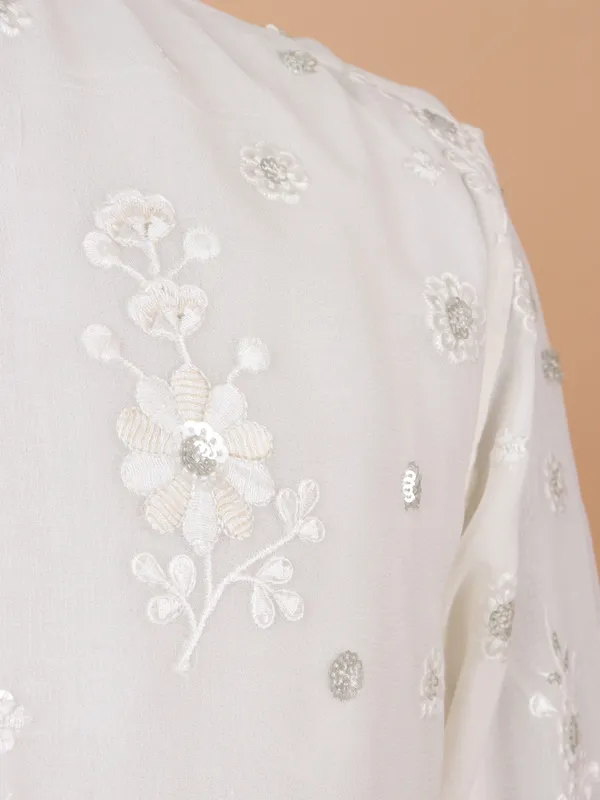 Charming off white cotton kurta suit for men