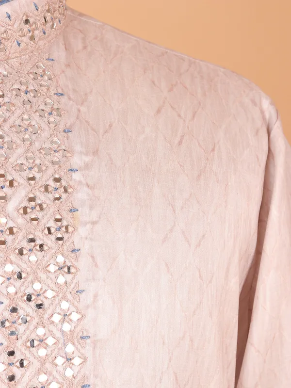 Charming peach cotton silk kurta suit