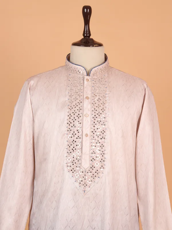 Charming peach cotton silk kurta suit