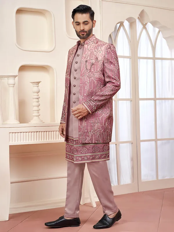 Charming pink indowestern for wedding radiance