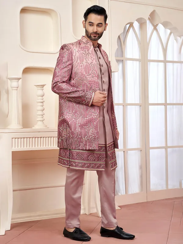 Charming pink indowestern for wedding radiance