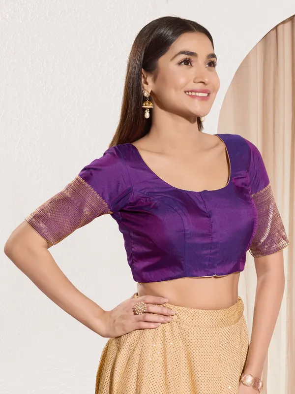 Charming purple silk ready made blouse