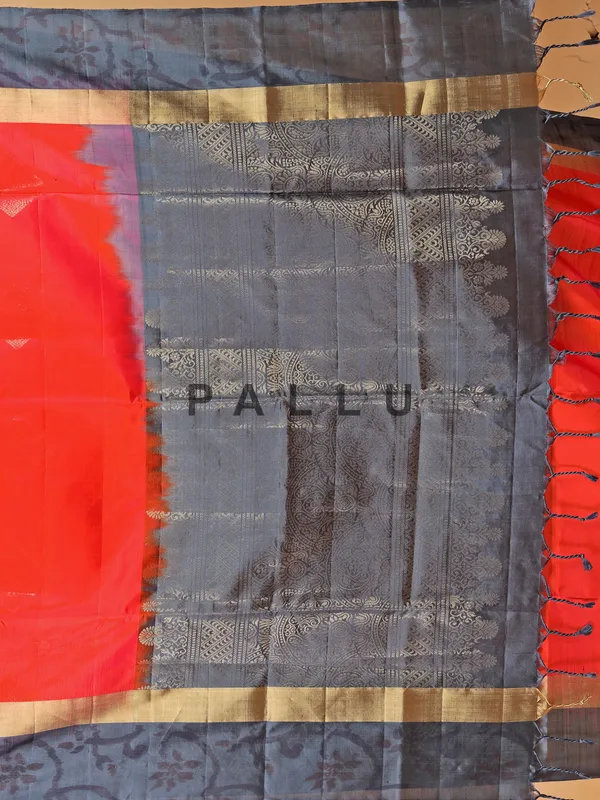 Charming traditional red printed silk saree