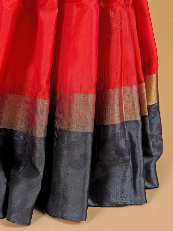 Charming traditional red printed silk saree