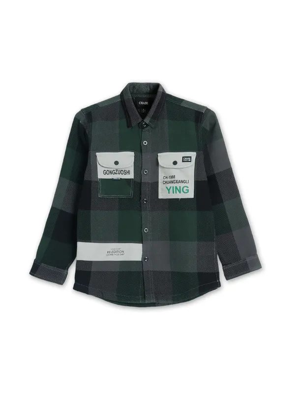 Chase military green checks cotton shirt