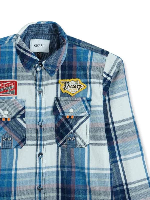 Chase royal blue checks cotton shirt-G3-BCS2781