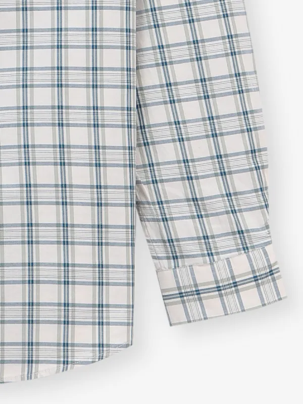 ALLEN SOLLY checks green casual cotton slim fit shirt