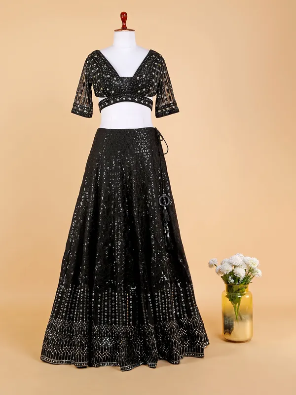 Chic black georgette lehenga choli