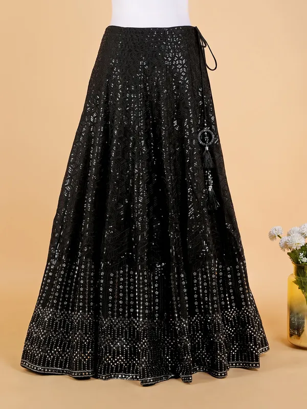 Chic black georgette lehenga choli