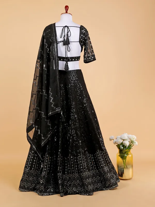 Chic black georgette lehenga choli