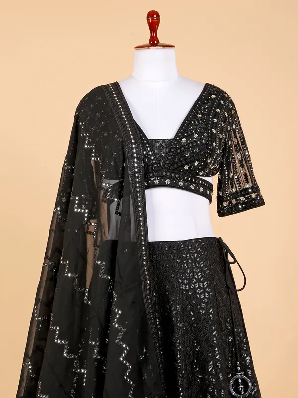 Chic black georgette lehenga choli