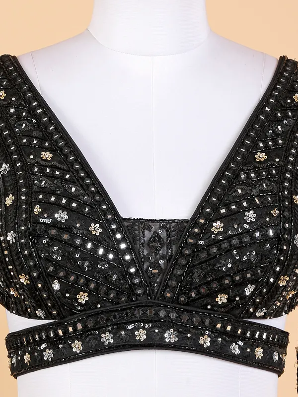 Chic black georgette lehenga choli