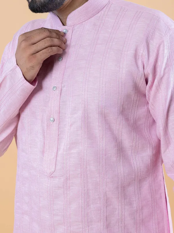 Chic cotton pink kurta suit
