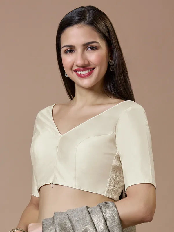 Chic cream silk ready made blouse