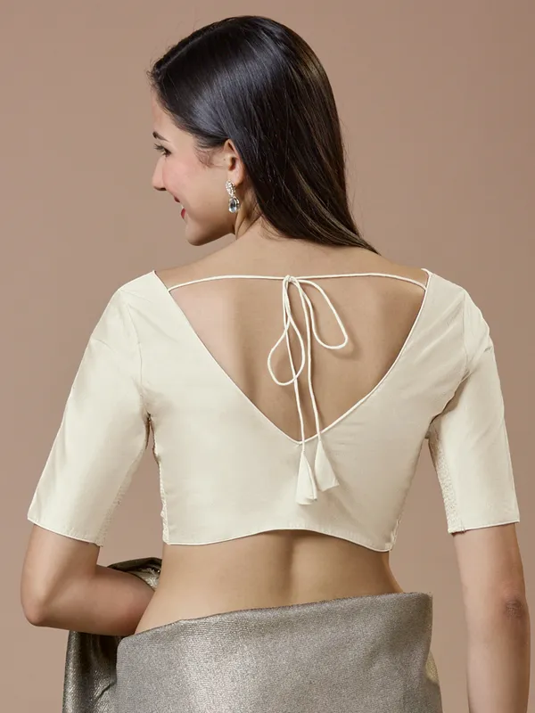 Chic cream silk ready made blouse