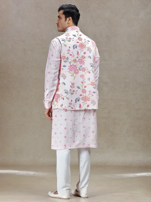 Chic fusion pink waistcoat set for contemporary celebrations