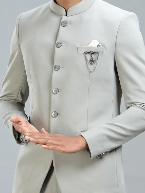 Chic grey jodhpuri blazer in premium terry rayon for ultimate style