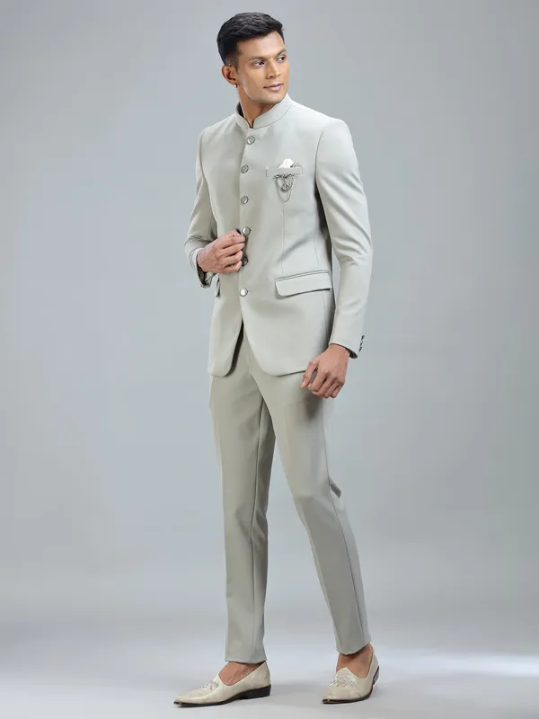 Chic grey jodhpuri suit in premium terry rayon for ultimate style