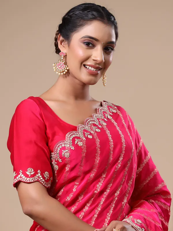 Chic magenta silk wedding saree