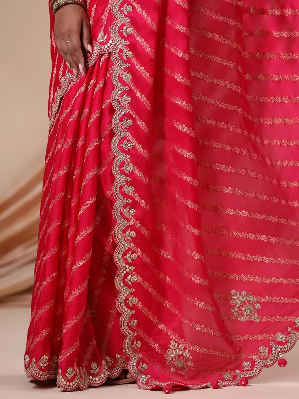 Chic magenta silk wedding saree