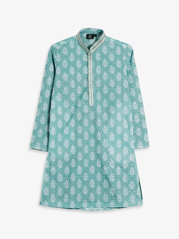 Chic sea green cotton kurta suit