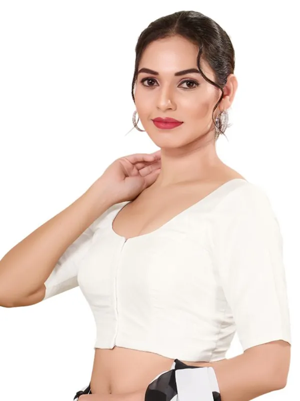 Chic white cotton silk blouse