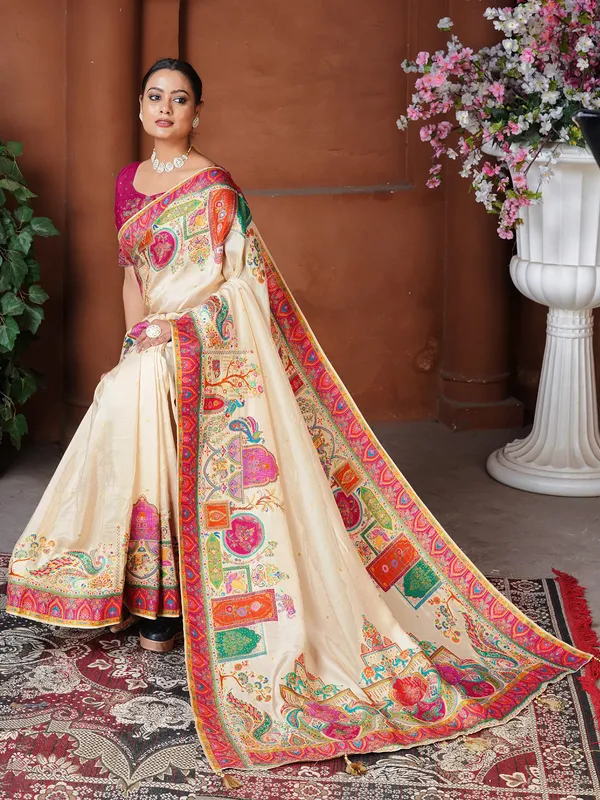 Chiku color dola silk saree for festive