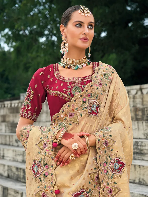 Chiku kanjivaram silk saree for festive