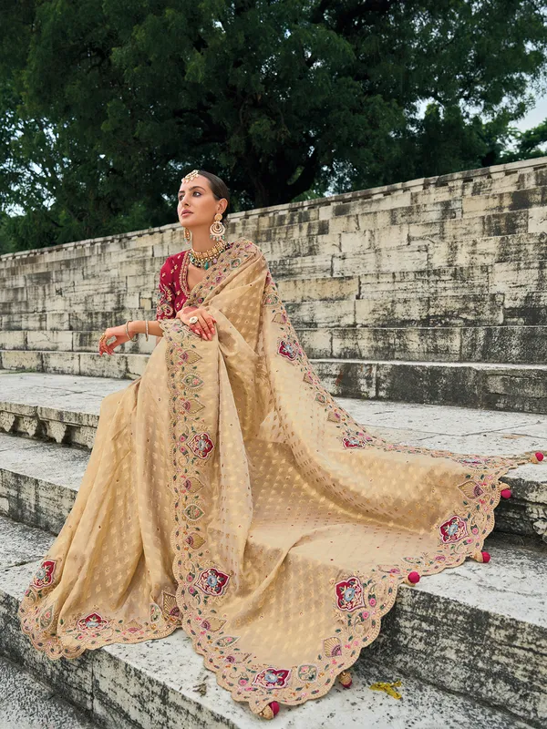 Chiku kanjivaram silk saree for festive