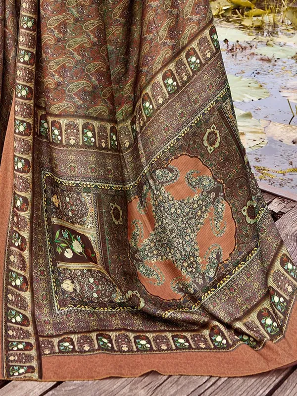 Chiku printed bhagalpuri silk saree elegance