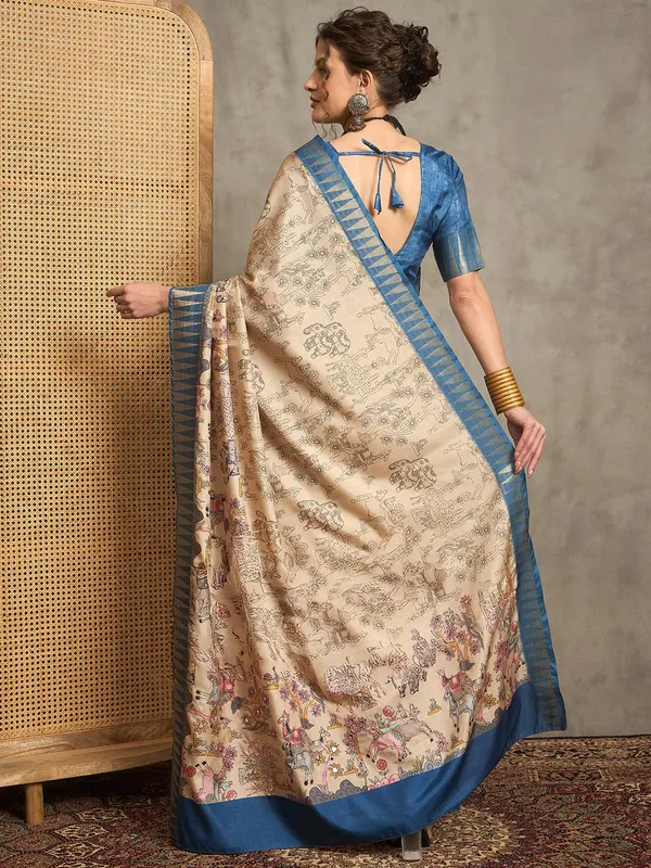 Chiku printed bhagalpuri silk saree for women