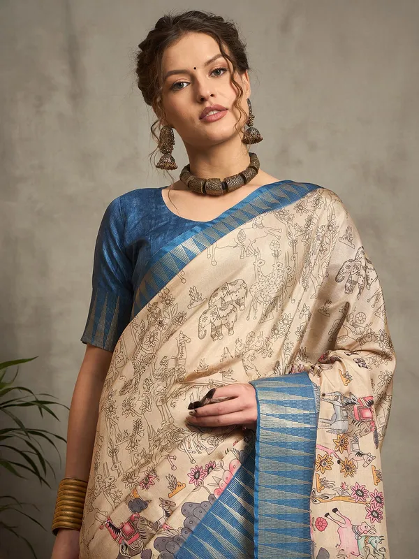 Chiku printed bhagalpuri silk saree for women