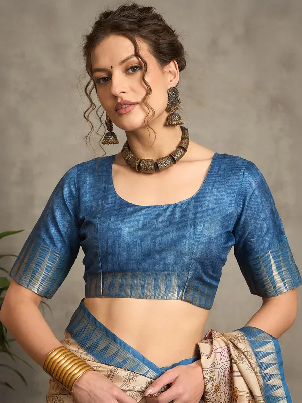 Chiku printed bhagalpuri silk saree for women