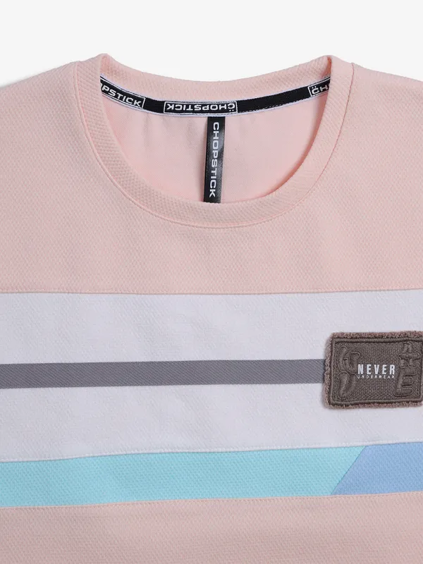 CHOPSICK peach plain cotton t-shirt