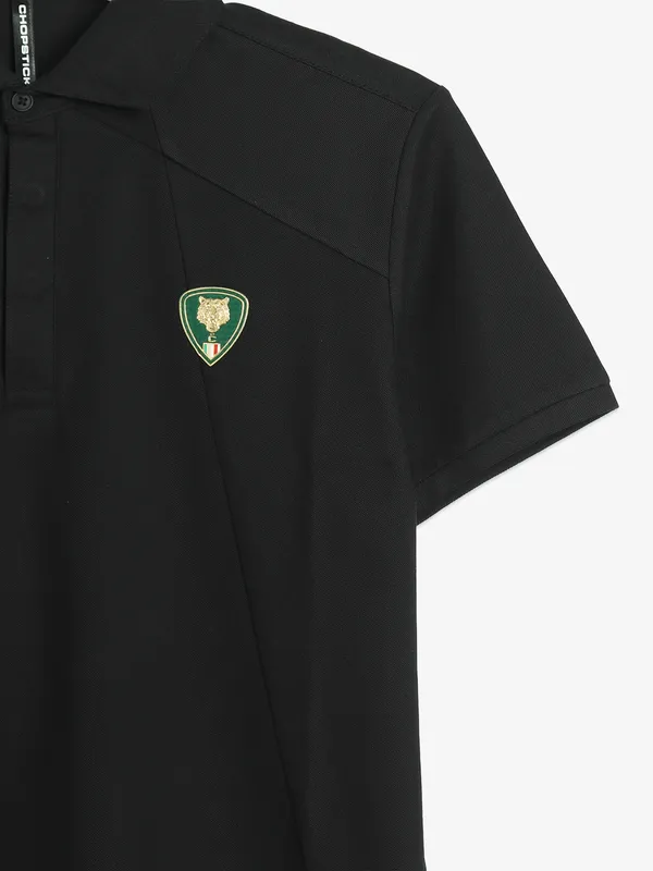 CHOPSTIC black cotton polo t-shirt