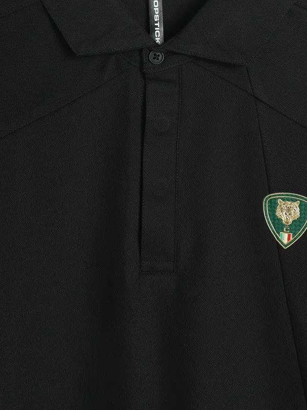 CHOPSTIC black cotton polo t-shirt
