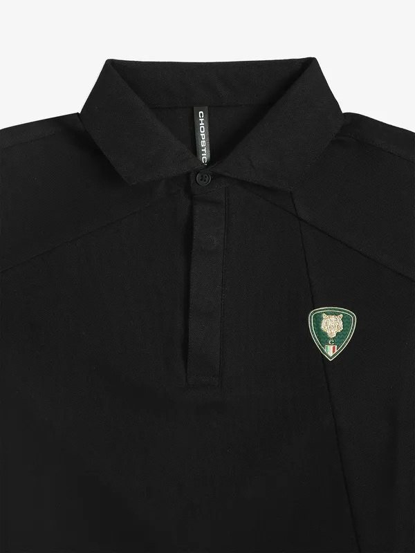 CHOPSTIC black cotton polo t-shirt