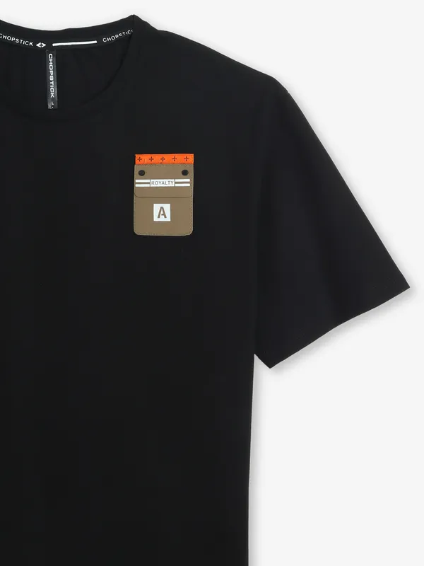 CHOPSTICK black casual cotton t-shirt