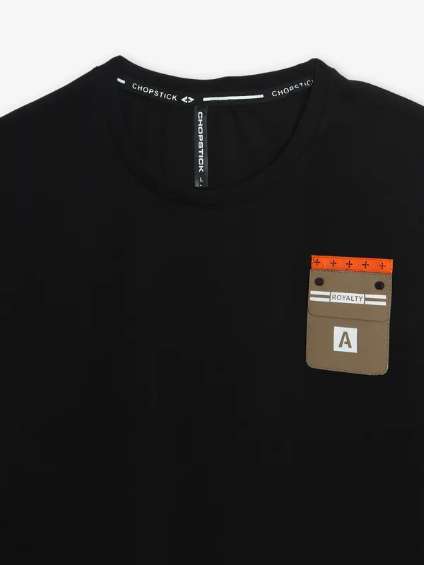 CHOPSTICK black casual cotton t-shirt