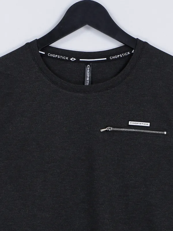 Chopstick black cotton full sleeves t shirt