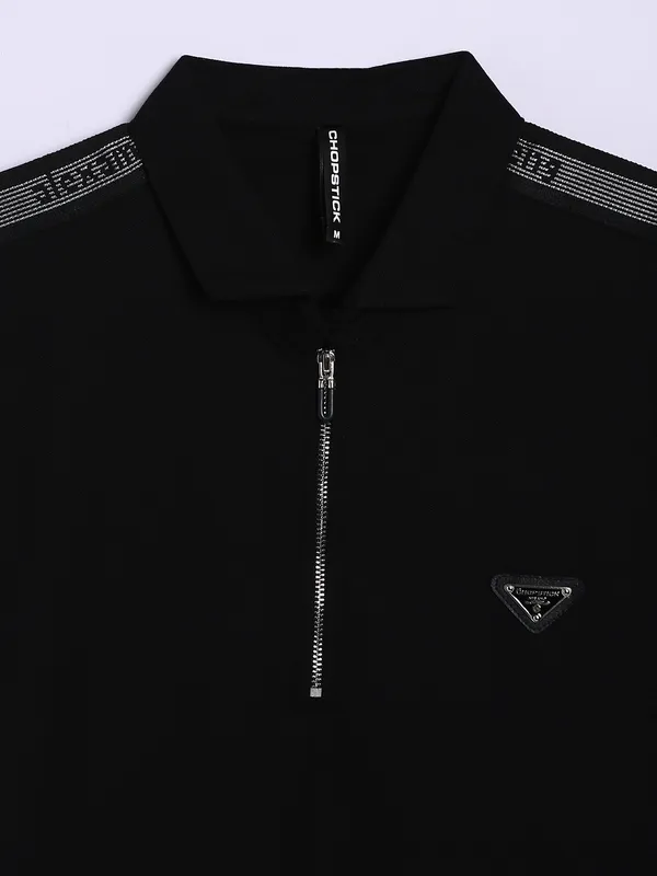 Chopstick black cotton plain t shirt