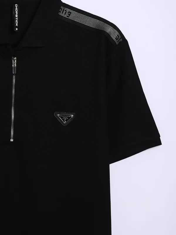 Chopstick black cotton plain t shirt