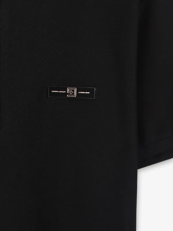 Chopstick black plain cotton polo t shirt