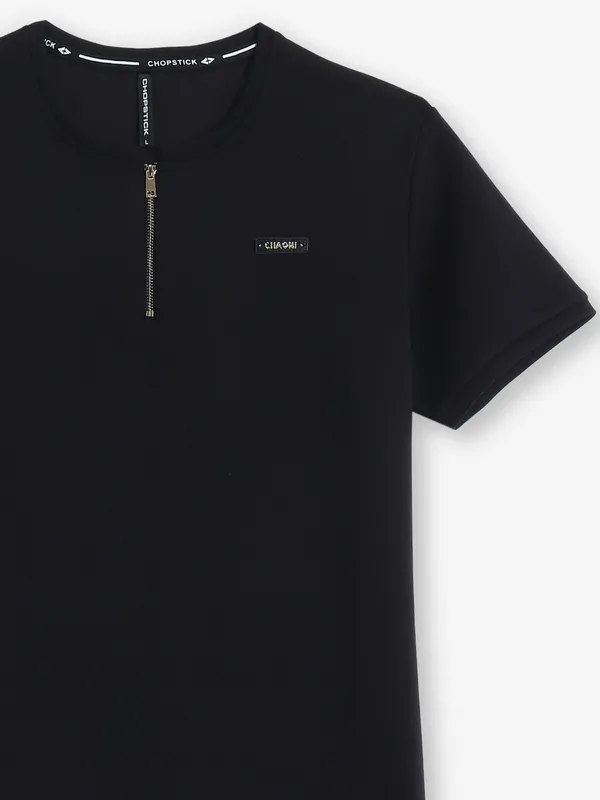 CHOPSTICK black plain cotton t-shirt for men