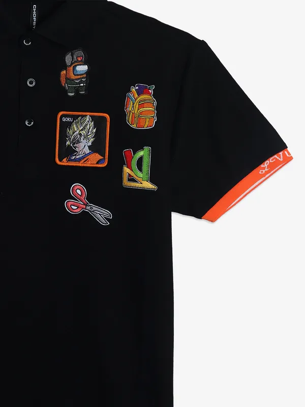 CHOPSTICK black polo t-shirt